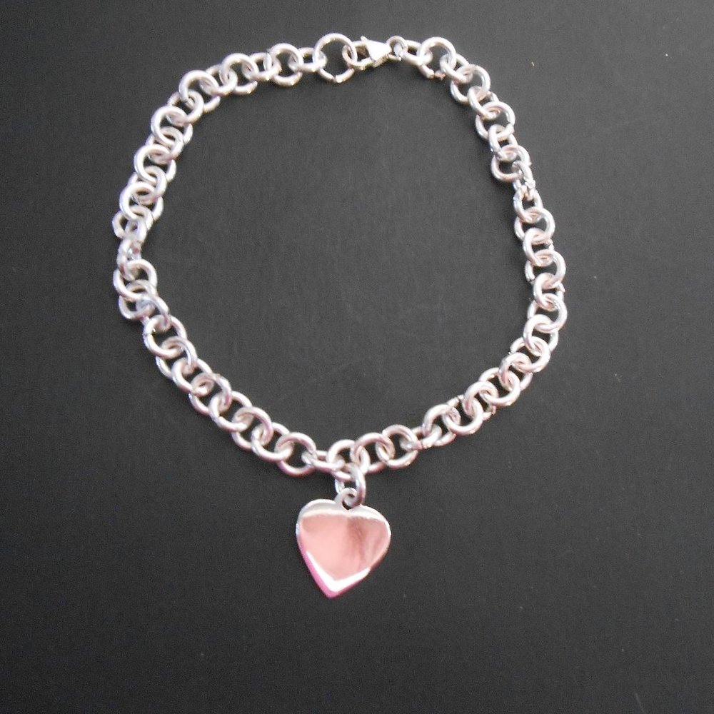 handmade 925 sterling silver heart charm bracelet